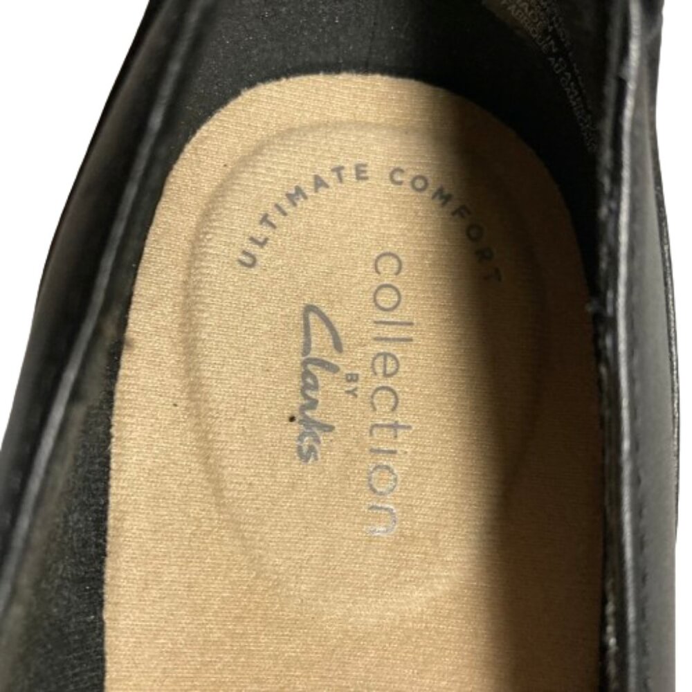 Clarks Women's Black Leather Emily Andria 2" Block Heel Loafer Shoes, 8.5 - Picture 4 of 13